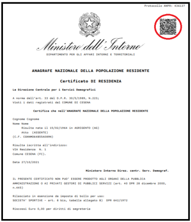 Immagine del certificato